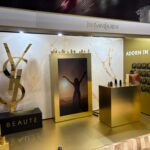 YSL Beauté sustainable exhibition booth in gold with marble finishes